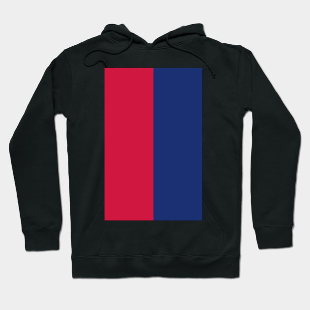 Half blue half red discount hoodie